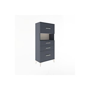 Arges Dolap Tek Raflı 4 Çekmeceli 60x30x134 Antrasit-antrasit