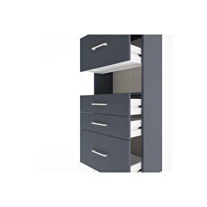 Arges Dolap Tek Raflı 4 Çekmeceli 60x30x134 Antrasit-antrasit