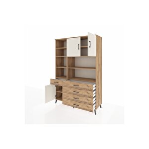 Hyperion Dolap 9 Raflı 5 Çekmeceli 3 Kapaklı 132x44x195 Çam-aytaşı/çam