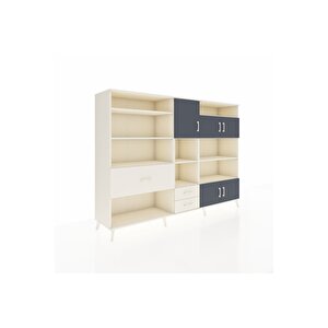 Hyperion Dolap 13 Raflı 3 Çekmeceli 5 Kapaklı 220x44x163 Aytaşı-antrasit/aytaşı