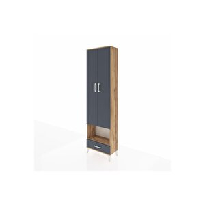 Arges Dolap 5 Raflı Tek Çekmeceli Tek Askılı 60x30x221 Çam-antrasit