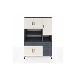 Kronos Dolap 9 Raflı 5 Çekmeceli 5 Kapaklı 132x59x195 Antrasit-aytaşı/antrasit