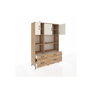 Hyperion Dolap 8 Raflı 4 Çekmeceli 3 Kapaklı 132x44x195 Çam-aytaşı/çam