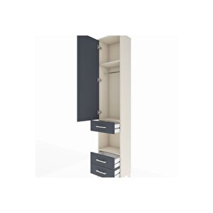 Arges Dolap 3 Raflı 3 Çekmeceli Tek Askılı 44x30x221 Aytaşı-antrasit