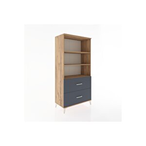 Hyperion Dolap 3 Raflı 2 Çekmeceli 88x44x182 Çam-antrasit