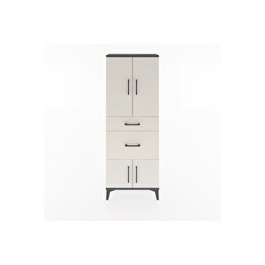 Arges Dolap 3 Raflı 2 Çekmeceli 4 Kapaklı 60x30x163 Antrasit-aytaşı