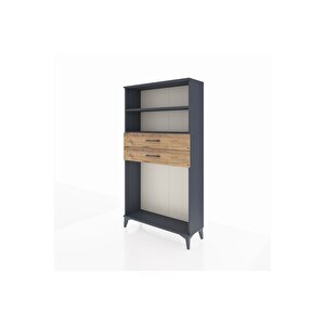 Arges Dolap 2 Raflı 2 Çekmeceli 88x30x163 Antrasit-çam