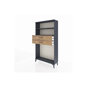 Arges Dolap 2 Raflı 2 Çekmeceli 88x30x163 Antrasit-çam