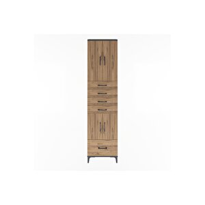 Arges Dolap 4 Raflı 5 Çekmeceli 4 Kapaklı 60x30x243 Antrasit-çam