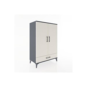 Hyperion Dolap 3 Raflı Tek Çekmeceli 2 Kapaklı 88x44x134 Antrasit-aytaşı