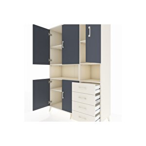 Hyperion Dolap 7 Raflı 4 Çekmeceli 5 Kapaklı 132x44x195 Aytaşı-antrasit/aytaşı