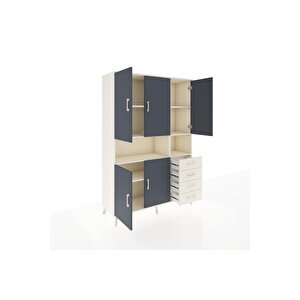 Hyperion Dolap 7 Raflı 4 Çekmeceli 5 Kapaklı 132x44x195 Aytaşı-antrasit/aytaşı