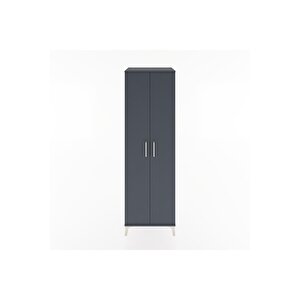 Hyperion Dolap 3 Raflı 2 Kapaklı Tek Askılı 60x44x195 Antrasit-antrasit