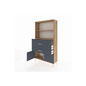 Arges Dolap 2 Raflı 2 Çekmeceli 2 Kapaklı 88x30x163 Çam-antrasit