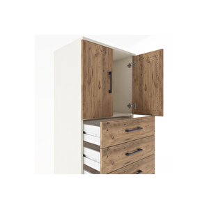 Hyperion Dolap Tek Raflı 7 Çekmeceli 2 Kapaklı 60x44x182 Aytaşı-çam