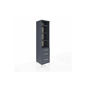 Hyperion Dolap 4 Raflı 3 Çekmeceli 44x44x195 Antrasit-antrasit