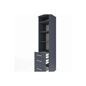 Hyperion Dolap 4 Raflı 3 Çekmeceli 44x44x195 Antrasit-antrasit
