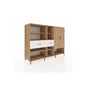 Kronos Dolap 10 Raflı 2 Çekmeceli 2 Kapaklı 220x59x163 Çam-çam/aytaşı