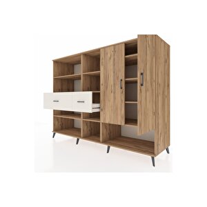 Kronos Dolap 10 Raflı 2 Çekmeceli 2 Kapaklı 220x59x163 Çam-çam/aytaşı