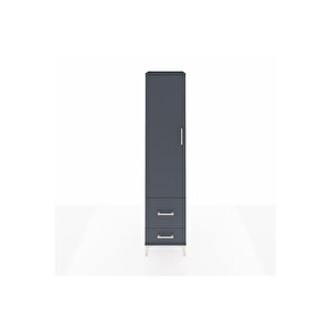 Hyperion Dolap 4 Raflı 2 Çekmeceli Tek Kapaklı 44x44x195 Antrasit-antrasit