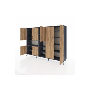 Hyperion Dolap 13 Raflı 7 Kapaklı 220x44x163 Antrasit-çam/antrasit