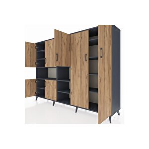 Hyperion Dolap 13 Raflı 7 Kapaklı 220x44x163 Antrasit-çam/antrasit