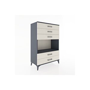 Hyperion Dolap Tek Raflı 5 Çekmeceli 88x44x134 Antrasit-aytaşı
