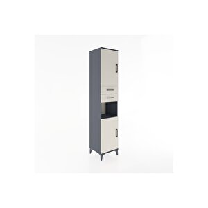Hyperion Dolap 4 Raflı 2 Çekmeceli 2 Kapaklı 44x44x221 Antrasit-aytaşı