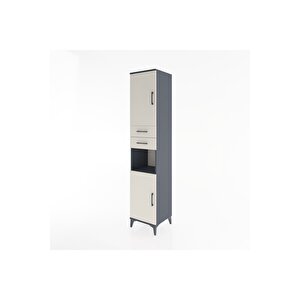 Hyperion Dolap 4 Raflı 2 Çekmeceli 2 Kapaklı 44x44x221 Antrasit-aytaşı
