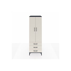 Kronos Dolap Tek Raflı 3 Çekmeceli Tek Askılı 60x59x182 Antrasit-aytaşı