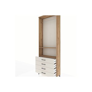 Arges Dolap 2 Raflı 4 Çekmeceli Tek Askılı 88x30x243 Çam-aytaşı