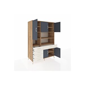 Kronos Dolap 9 Raflı 5 Çekmeceli 5 Kapaklı 132x59x195 Çam-antrasit/aytaşı