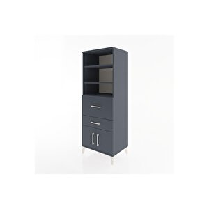 Hyperion Dolap 3 Raflı 2 Çekmeceli 2 Kapaklı 60x44x163 Antrasit-antrasit