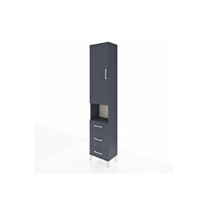 Arges Dolap 3 Raflı 3 Çekmeceli Tek Askılı 44x30x221 Antrasit-antrasit