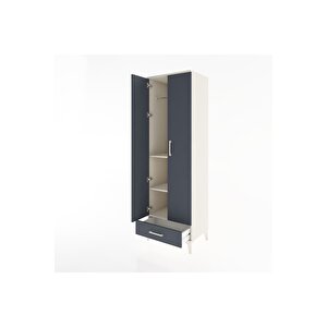 Hyperion Dolap 3 Raflı Tek Çekmeceli Tek Askılı 60x44x195 Aytaşı-antrasit