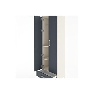 Hyperion Dolap 3 Raflı Tek Çekmeceli Tek Askılı 60x44x195 Aytaşı-antrasit