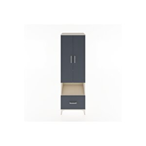 Hyperion Dolap 3 Raflı Tek Çekmeceli Tek Askılı 60x44x195 Aytaşı-antrasit