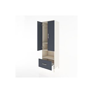 Hyperion Dolap 3 Raflı Tek Çekmeceli Tek Askılı 60x44x195 Aytaşı-antrasit