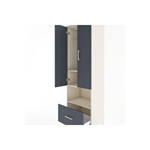 Hyperion Dolap 3 Raflı Tek Çekmeceli Tek Askılı 60x44x195 Aytaşı-antrasit