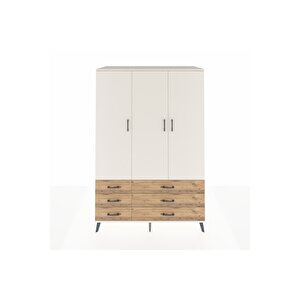 Kronos Dolap 5 Raflı 6 Çekmeceli Tek Askılı 132x59x195 Aytaşı-aytaşı/çam