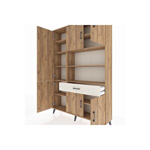 Arges Dolap 10 Raflı Tek Çekmeceli 6 Kapaklı 132x30x195 Çam-çam/aytaşı