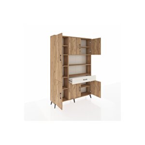 Arges Dolap 10 Raflı Tek Çekmeceli 6 Kapaklı 132x30x195 Çam-çam/aytaşı