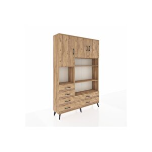 Arges Gardrop 9 Raflı 6 Çekmeceli 3 Kapaklı 132x30x195 Çam-çam