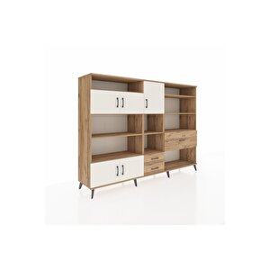 Hyperion Dolap 13 Raflı 3 Çekmeceli 5 Kapaklı 220x44x163 Çam-aytaşı/çam