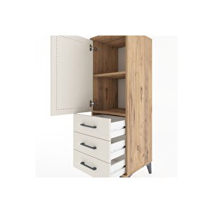 Hyperion Dolap 2 Raflı 3 Çekmeceli Tek Kapaklı 44x44x134 Çam-aytaşı