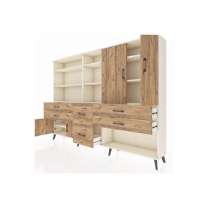 Arges Dolap 10 Raflı 6 Çekmeceli 4 Kapaklı 220x30x163 Aytaşı-çam