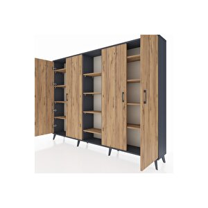 Arges Dolap 12 Raflı 4 Kapaklı 220x30x163 Antrasit-çam