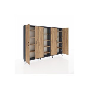 Arges Dolap 12 Raflı 4 Kapaklı 220x30x163 Antrasit-çam