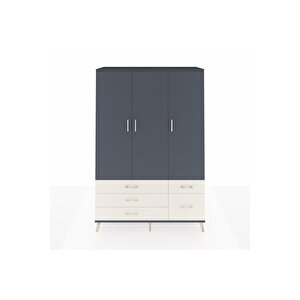 Hyperion Dolap 5 Raflı 5 Çekmeceli Tek Askılı 132x44x195 Antrasit-antrasit/aytaşı