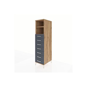 Kronos Dolap 2 Raflı 7 Çekmeceli 44x59x182 Çam-antrasit